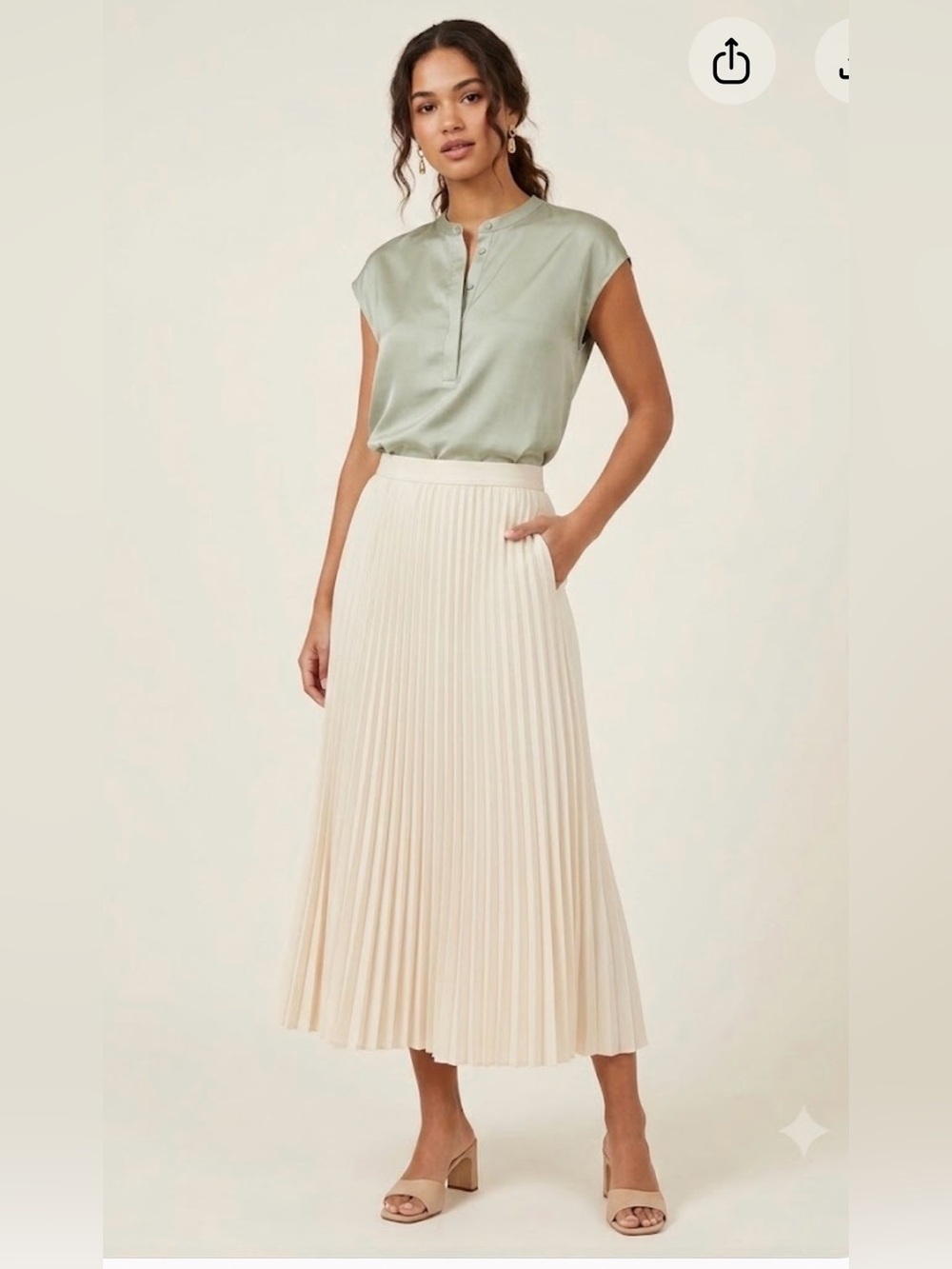 Amour Vert Mint Green Satin Cap Sleeve Top Size XS